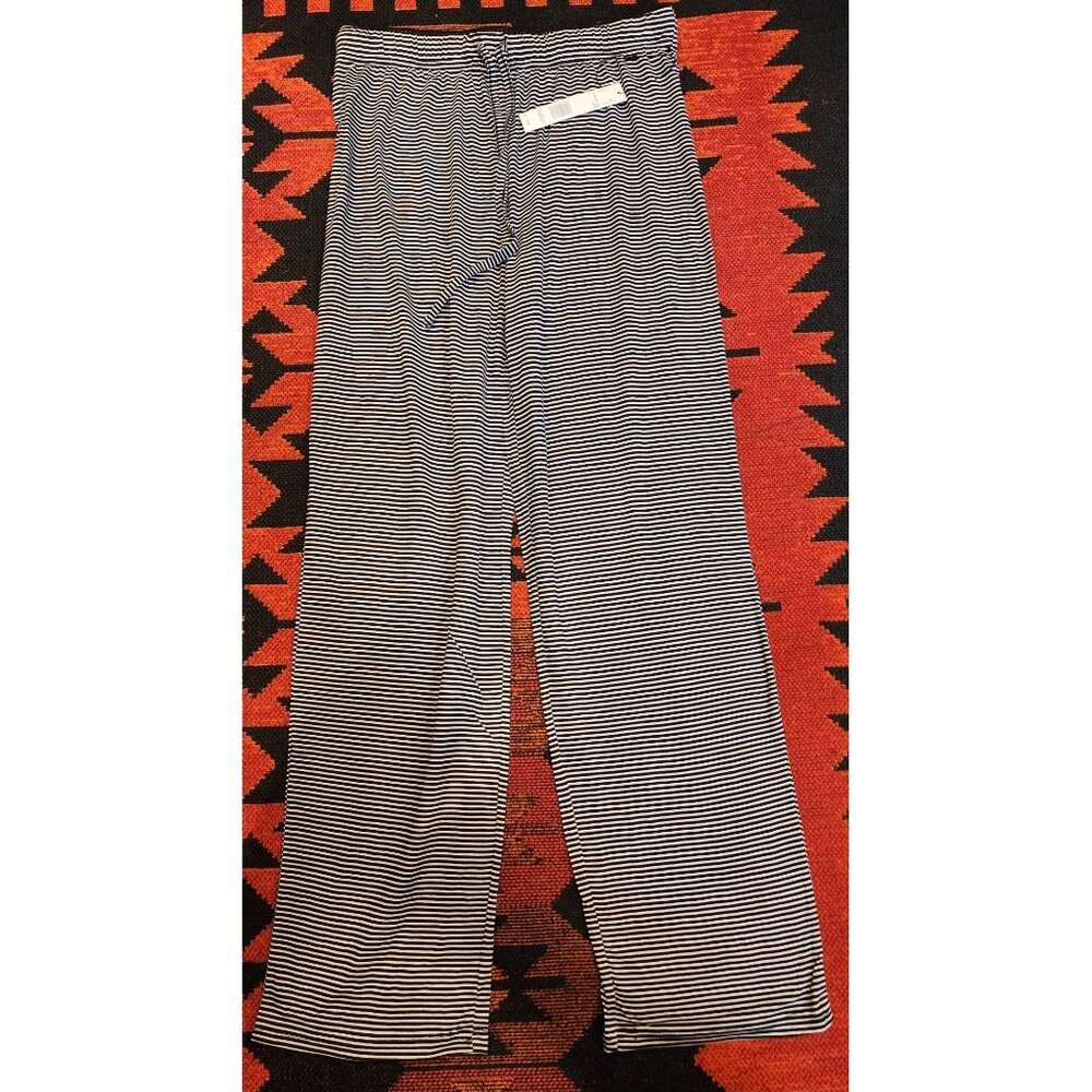 Tahari Women's Wide Waistband Straight Leg Pants Black Stripe S/P